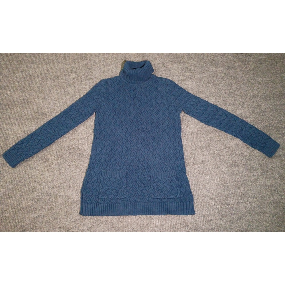 Jeanne Pierre Women's Teal Chunky Knit Turtleneck Sweater Size Small